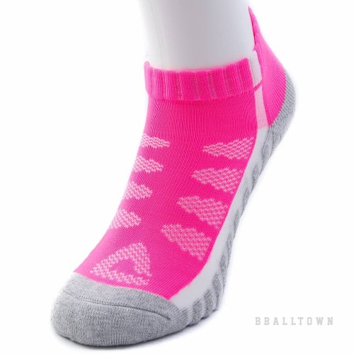 PEAK LOW CUT SOCKS W14902 LT.MELANGE GREY/FLUORESCENT ROSE