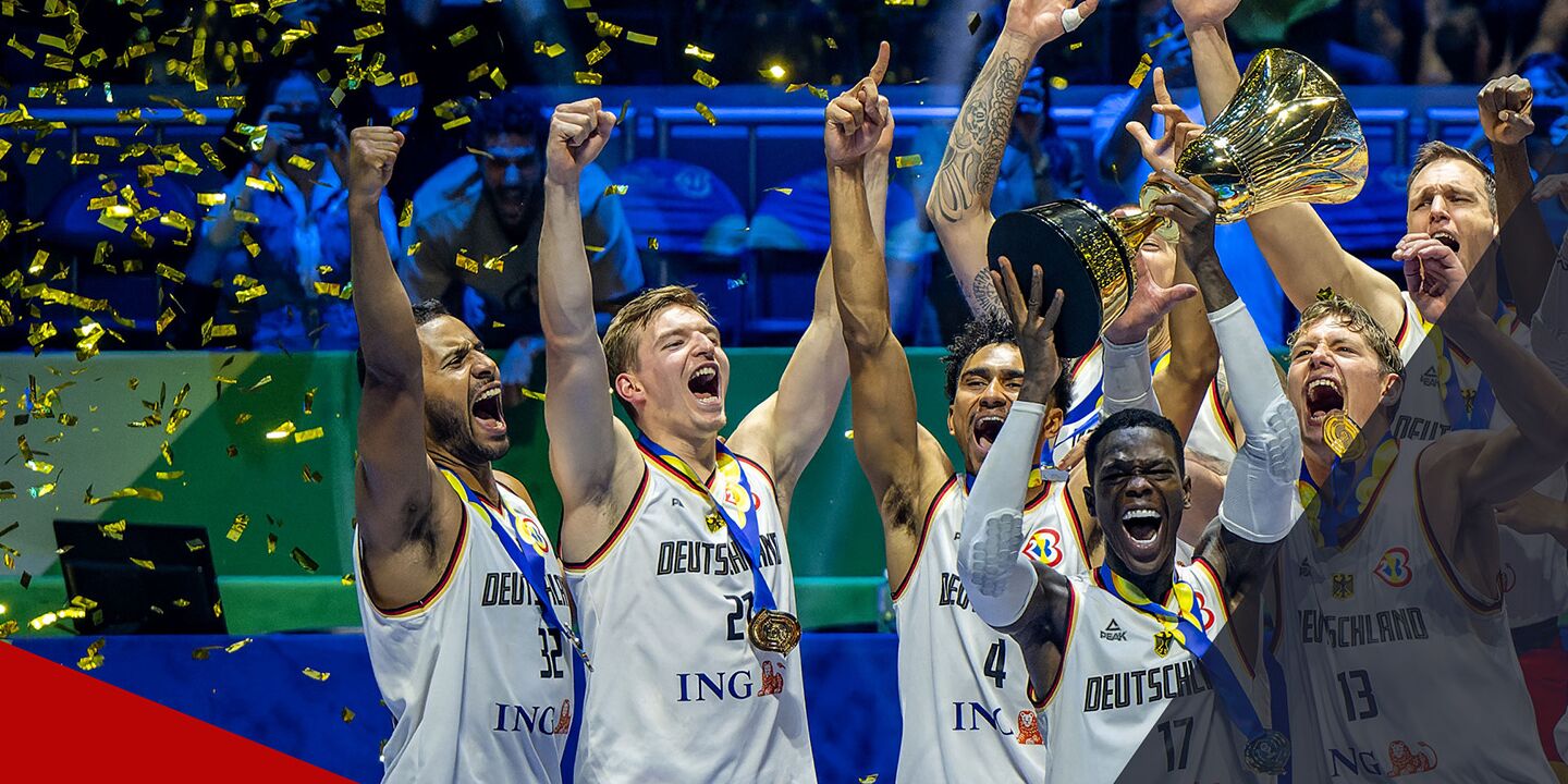 Nemecká basketbalová reprezentácia v dresoch PEAK oslavuje titul majstrov sveta 2023
